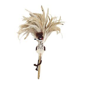 Handmade Roadrunner 22" Feather Duster Southwest Style Needlepoint Decorative